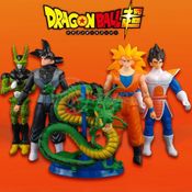 Kit Boneco Dragon Ball Z Action Figure Goku, Cell, Goku Black, Vegeta, Shenlong + Esféras Do Dragão