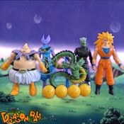 Kit Boneco Dragon Ball Z Action Figure Goku, Bills, Majin Boo, Zamasu, Shenlong E Esféras Do Dragão