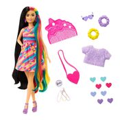 Boneca Articulada - Barbie - Totally Hair - Vestido de Coração - Rosa - 22 cm - Mattel