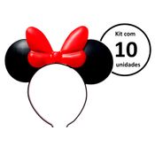 Kit 10 Tiara com Orelhas e Laço Vermelho do tipo Minnie Arquinho Festa Infantil Fantasia