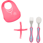 Kit Talher Unicórnio e Babador de Silicone Rosa