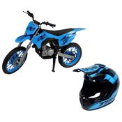 Moto de Brinquedo Cross Pro Tork Rider com Mini Capacete Azul