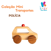 Carro de Polícia - Coleção Mini Transporte - Brinquedo de Madeira Pedagógico Criativo