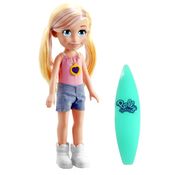 Boneca Polly Pocket Surftista 38cm com Prancha Acessórios Mattel