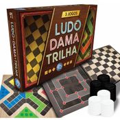 JOGO DE TABULEIRO 3 JOGOS LUDO/DAMA E TRILHA
