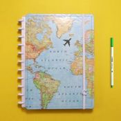 Caderno Inteligente Grande Gocase Mapa Mundi - 80 Folhas