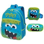 Kit Mochila Costas Pack Me Spooky + Lancheira + Estojo Duplo