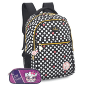 Mochila Escolar Moranguinho com Estojo Cindy - Luxcel - Preta