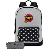 Mochila Mulher Maravilha com Estojo Barbie - Luxcel