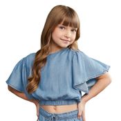 Blusa Jeans Liocel Azul Clara Cropped