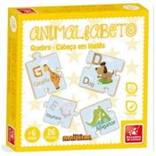 Jogo Quebra Cabeca Madeira Em Ingles Animalfabeto 26Peca +6A