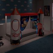 Mini Cama Montessoriana Toy Story com Dossel e Led - Branco/Vermelho