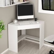 Mesa de Escritório em L com 1 Gaveta - Branco
