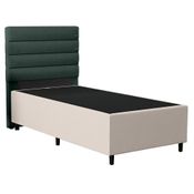 Cabeceira com Base para Cama Box Solteiro 88x188cm Hit ID5 Linho Verde/Suede Bege - Mpozenato