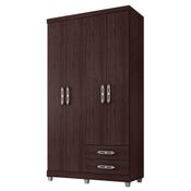Guarda Roupa Solteiro 103cm 4 Portas 2 Gavetas Louise Castanho - AJL Móveis