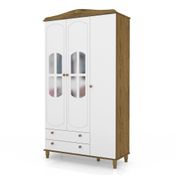 Guarda Roupa Infantil 3 Portas 2 Gavetas 100% MDF Colonial I05 Cedro/Branco Fosco - Mpozenato