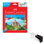 Lápis De Cor Faber Castell 24 Cores Material Volta Às Aulas