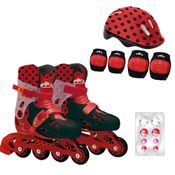 Patins Ajustáveis com Kit de Segurança - 33 ao 36 - Miraculous - Ladybug - Fun
