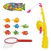 Kit Pega Peixe Brinquedo Pescaria Com Vara e Rede Art Biink
