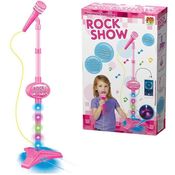 Microfone Pedestal Infantil Rock Show Luz e Som Rosa DM Toys