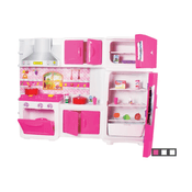 Jogo Cozinha Completa Geladeira Fogão Armário Infantil Rosa