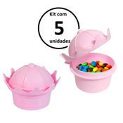 Kit 5 Pote de Lembrança Coroa Princesa p/ Festa Infantil Aniversário Rosa