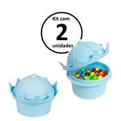 Kit 2 Pote de Lembrança Coroa Princesa p/ Festa Infantil Aniversário Azul