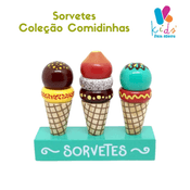 Sorvetes Coleção Comidinhas Brinquedo Madeira Lúdico