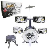 BATERIA INFANTIL ROCK PARTY COM BANQUINHO BAQUETAS PRATO E TAMBOR MUSICAL MENINO E MENINA