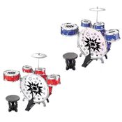 BATERIA INFANTIL ROCKY STAR GRANDE COMPLETA COM PEDAL E BANQUETA INSTRUMENTO MUSICAL ESTILO PROFISSIONAL Vermelho