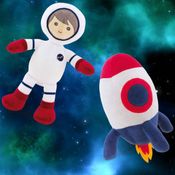 Kit 2 Pelúcias - Astronauta + Foguete - Decoração Espacial Nicho Bebê Quarto Infantil Presente Enxoval Menino Menina