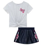 Conjunto Kukiê Super Girl Cinza Short Saia