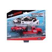 Caminhão Plataforma + Ford GT Heritage Edition 2018 1:64 Maisto
