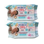 Kit com 2 - Lenço Umedecido Infância feliz Toalha Umedecida Chams 40 Unidades