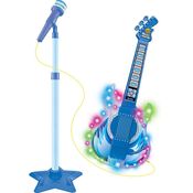 Guitarra Infantil Com Luzes E Microfone Pedestal Rock Show