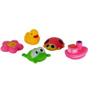 Brinquedo conjunto 4 peças para banho com apito de plástico