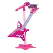 Guitarra Infantil Rock Star Microfone Rosa Corda - Zoop Toys