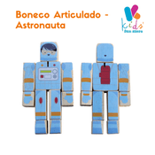 Boneco Articulado em Madeira - Astronauta - Brinquedo Madeira Criativo Educativo