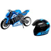 Moto de Brinquedo Super Esportiva Pro Tork com Capacete Realista Azul