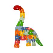 Braquiossauro - Quebra Cabeça - Alfabeto e Números - Brinquedo Madeira Criativo Educativo