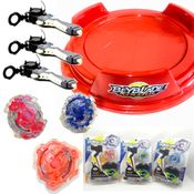 Beyblade 3 Beys + 3 Lançadores + Arena 40cm Gyroscopic