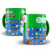 Caneca de Porcelana Luigi Super Mário com Interior e Alça Verde Personalizada 325ml