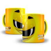 Caneca De Porcelana Power Ranger Com Interior e Alça Amarela Personalizada 325ml