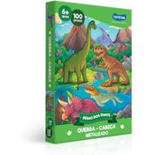 Quebra-Cabeça Reino dos Dinos Metalizado 100 Peças Toyster