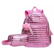 KIT MOCHILA E ESTOJO METALIZADO REBECCA BONBON ROSA