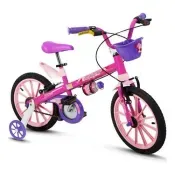 Bicicleta Infantil Menina Rosa Aro16 C/ Rodas De Treinamento