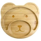 Prato de Bambu Urso Com Divisórias e Ventosa Clingo