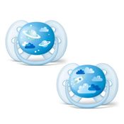 Chupeta Avent Ultra Soft Dupla 6 a 18 meses Foguete Planetas