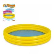 PISCINA INFANTIL 118 LITROS GRANDE 99CM VERAO BOIA INFLAVEL AMARELO BEBE 3 ANEIS REDONDA