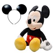 Mickey de Pelúcia 45cm com Três Falas em Português + Tiara Orelhas